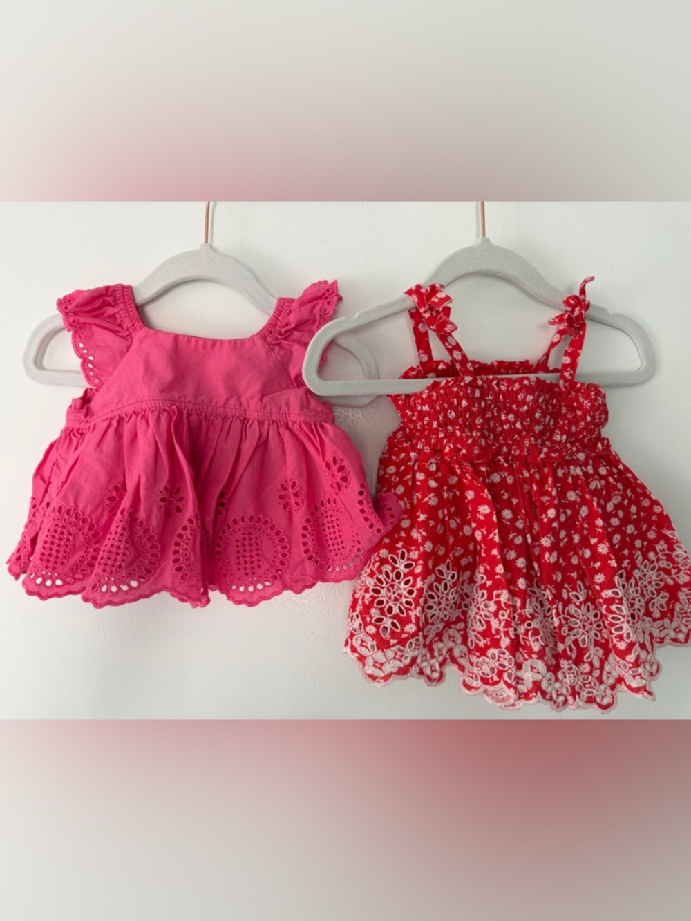 GAP Girls Pink & Red Eyelet Cotton Sundress Tops